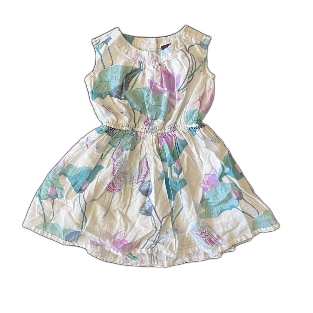Tea Collection Girls Size 2 Lotus Floral Dress Aqua Purple Sleeveless
